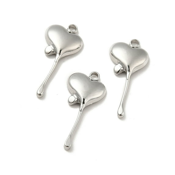 304 Stainless Steel Pendants Melting Heart Charms Stainless Steel color 19.5x9x2.5mm Hole: 1.5mm