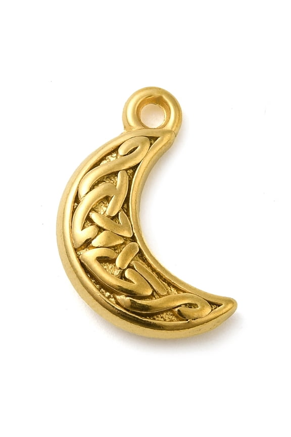 304 Stainless Steel Pendants Moon with Knot Charm Real 18K golden Plated 19x11.5x4mm Hole: 1.8mm