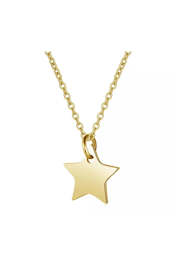 304 Stainless Steel Pendants Necklaces Chains Star Gold Silver 16.3'' 1Mm P377