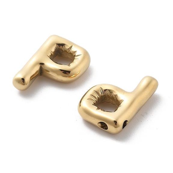 304 Stainless Steel Pendants Real 14K golden Plated Ion Plating(IP) Balloon Letter Charm Letter P 19x13.5x5mm Hole: 2mm
