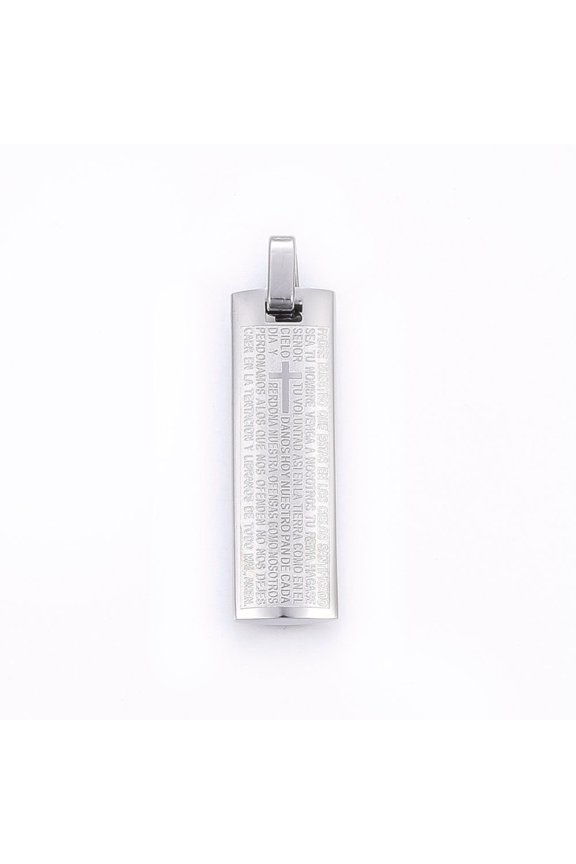 304 Stainless Steel Pendants Rectangle with Lord's Prayer Stainless Steel color 37x11.5x5mm Hole: 6x4.5mm