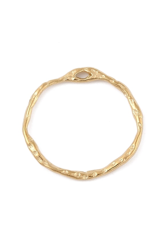 304 Stainless Steel Pendants Ring Charms PVD Vacuum Plating Real 18K Gold Plated 20x21x1.5mm Hole: 2.5x1mm