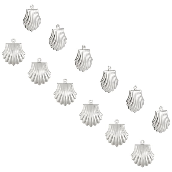 304 Stainless Steel Pendants Shell Shape Stainless Steel Color 19x16x6mm Hole: 1mm 30pcs/bos diy