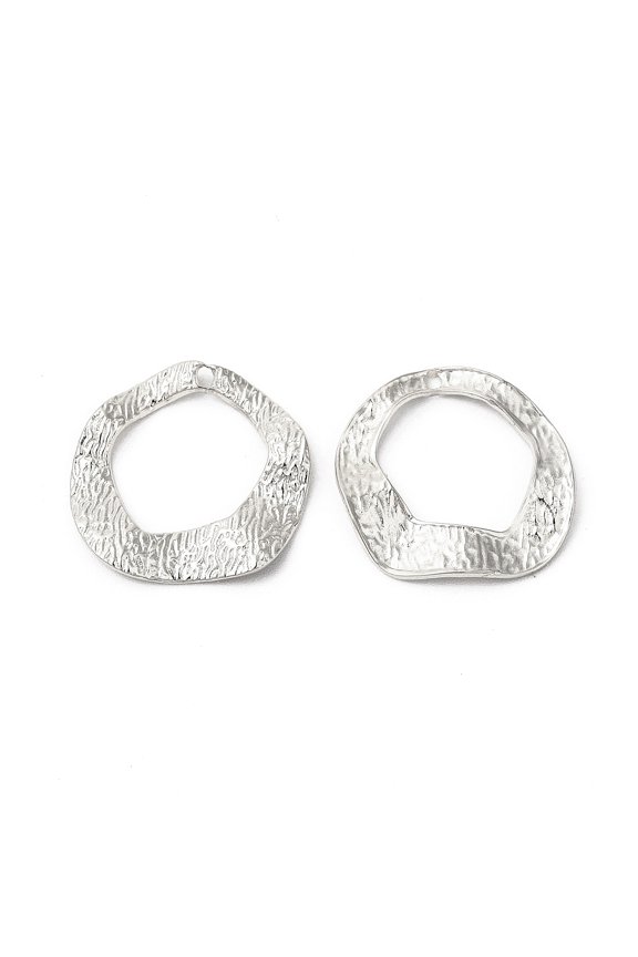 304 Stainless Steel Pendants Wave Ring Charms Stainless Steel color 17.5x18x2mm Hole: 1-1.2mm
