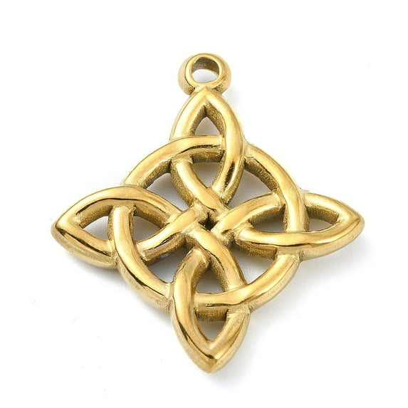 304 Stainless Steel Pendants Knot Charm Golden 34.5x30.5x5mm Hole: 2.6mm