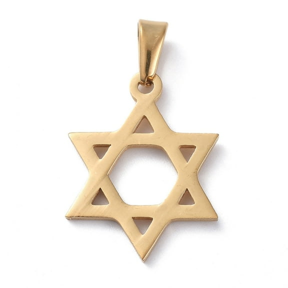 304 Stainless Steel Pendants for Jewish Star of David Golden 20x15x1.5mm Hole: 6x3mm