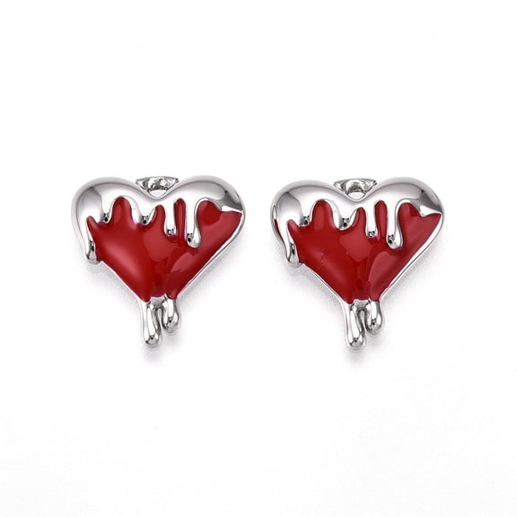 304 Stainless Steel Pendants with Enamel Melting Heart Charms Stainless Steel color Red 17.5x16.5x3.5mm Hole: 1.6mm