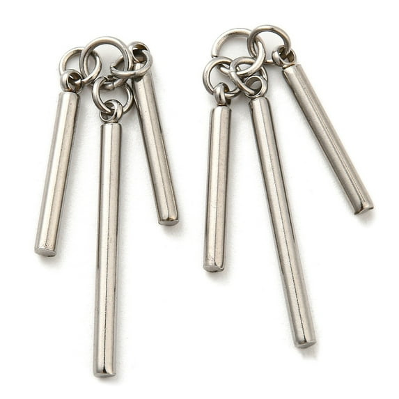 304 Stainless Steel Pendants with Jump Ring Bar Charm Stainless Steel color 15~25x2mm Hole: 3mm