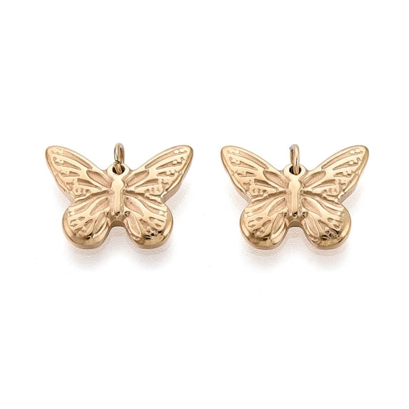 304 Stainless Steel Pendants with Jump Rings Butterfly Real 14K Gold ...