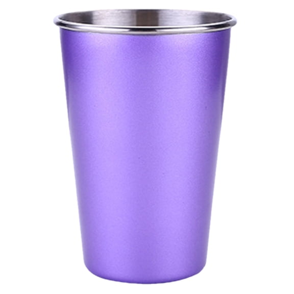 304 Stainless Steel Pint Cups, 16.9 oz Shatterproof Cup Tumblers, Unbreakable Metal Drinking Glasses for Bar, Home, Restaurant, Durable Travel Mug for Cold Hot Drinks, 1 Pack,Purple