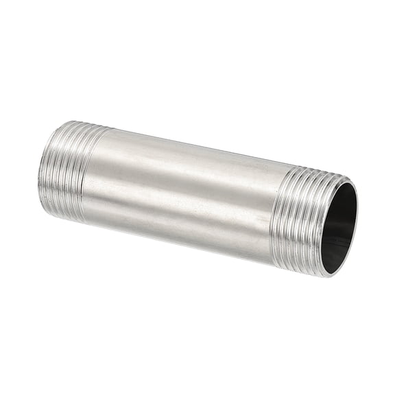 304 Stainless Steel Pipe Fitting, 1" BSP Male x 1" BSP Male Threaded 4" Length Nipple Cast Pipe