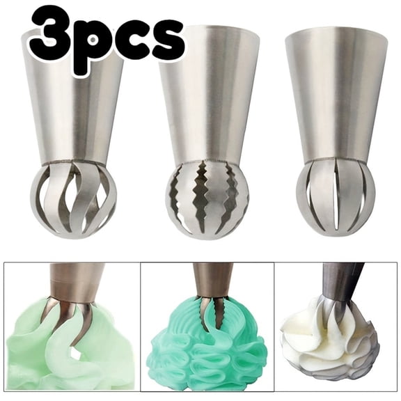 3pcs 304 Stainless Steel Piping Tips Set, 3-Piece Cake Decorating Nozzles