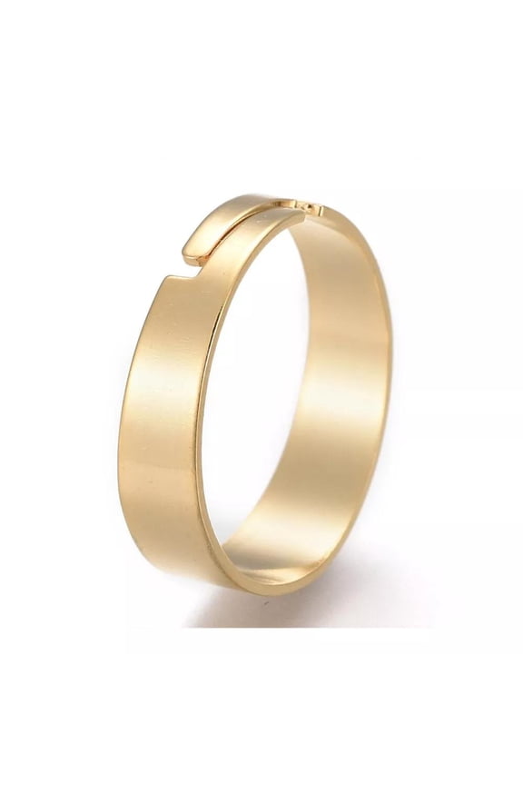 304 Stainless Steel Plain Band Rings Gold Silver Adjustable Size Z736