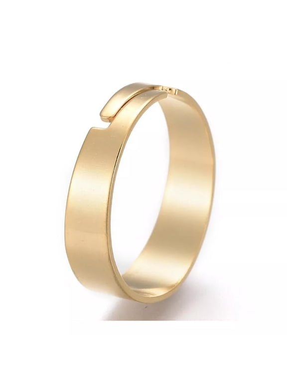 Gold Stainless Steel Adjustable Plain Band Ring, 4-5mm Z736