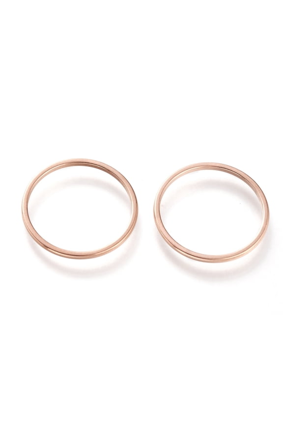 304 Stainless Steel Plain Band Rings Rose Gold 1mm US Size 7-7 3/4(17.3-17.9mm)