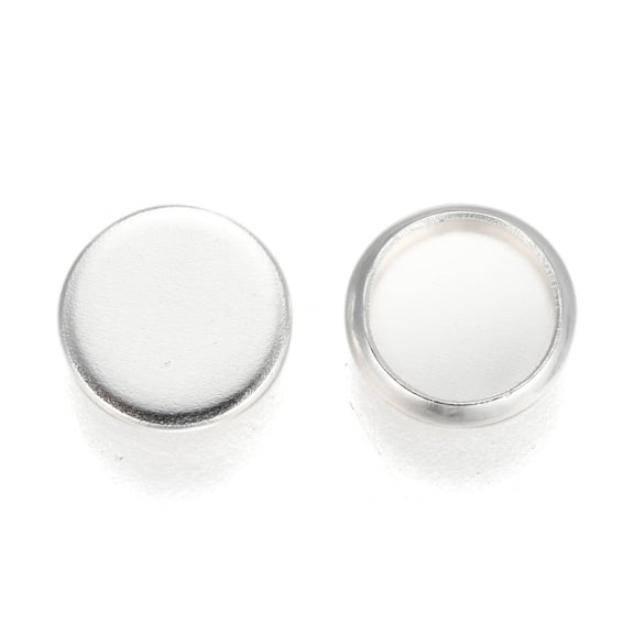 304 Stainless Steel Plain Edge Bezel Cups Cabochon Settings Flat Round Silver Tray: 6mm 7.5x1.5mm