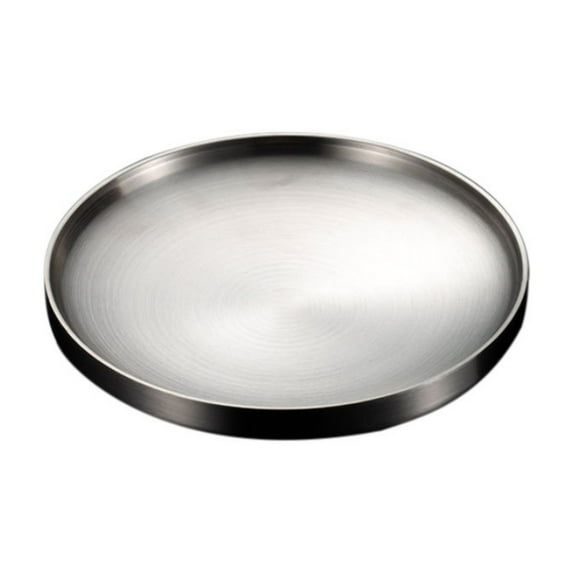 304 Stainless Steel Plate,Stainless Steel Round Tray,Matte Polished Rust-Proof Metal Round Dishes for Home Kichten,Outdoor Camping,Salad,Snack,Steak,Pizza and BBQ (Silver)