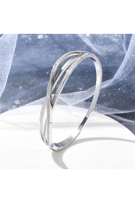 304 Stainless Steel Polymer Clay Rhinestone Hinged Bangles for Women Stainless Steel color Inner Diameter: 1-7/8x2-3/8 inch(4.8x6cm) 304 Stainless Steel