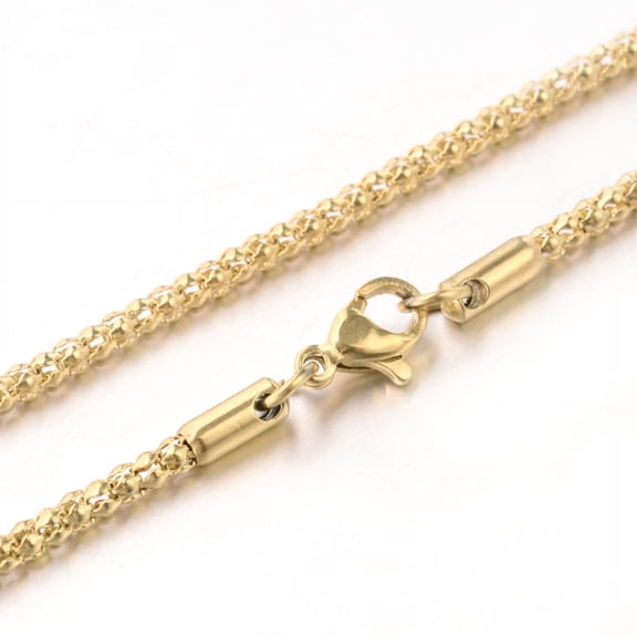 304 Stainless Steel Popcorn Chain Necklaces with Lobster Claw Clasps Golden 15.7 inch(39.9cm)x2.5mm 304 Stainless Steel
