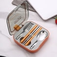 thumbnail image 1 of 304 Stainless Steel Portable Tableware Three-piece Set Travel Utensil Set with Storage Case Includes Chopsticks Spoon Fork Detachable Handle Dining Set for Outdoor Office home Use, 1 of 6