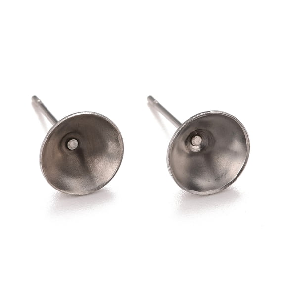 304 Stainless Steel Post Stud Earring Settings for Pointed Back Chaton Rhinestone Stainless Steel color 8mm Pin: 0.7mm