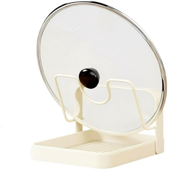 304 Stainless Steel Pot Lid Storage Rack - Multifunctional Countertop Cover Organizer with Removable Drip Tray for Kitchen Cooking