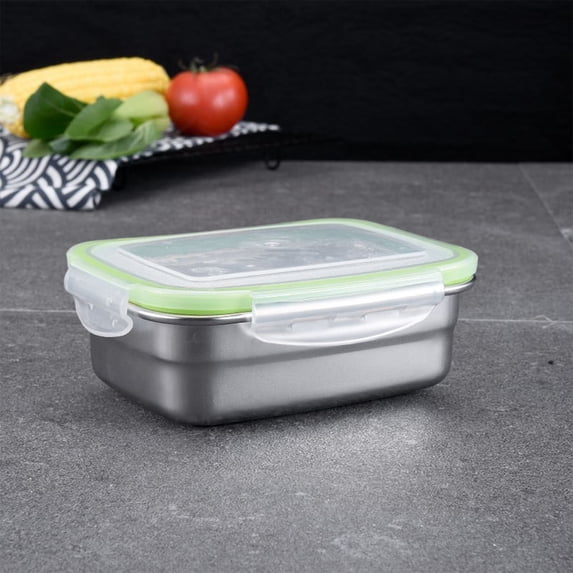 304 Stainless Steel Rectangular Bento Box With Lid Refrigerator Sealed Food Storage Organizer Lunch Box