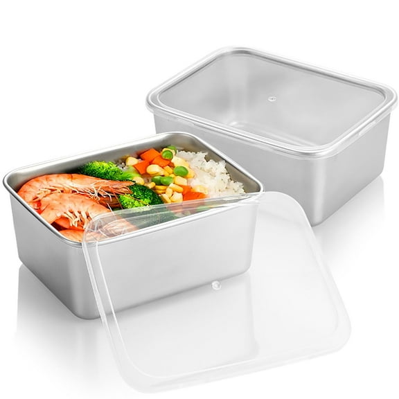 304 Stainless Steel Rectangular Food Storage Container With Lid For Kitchen Pantry