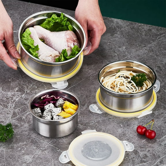 304 Stainless Steel Refrigerator Sealed Box - Airtight Rectangular Bento Box with Lid, Food-Grade Lunch Box & Kitchen Organizer for Fresh Food Storage