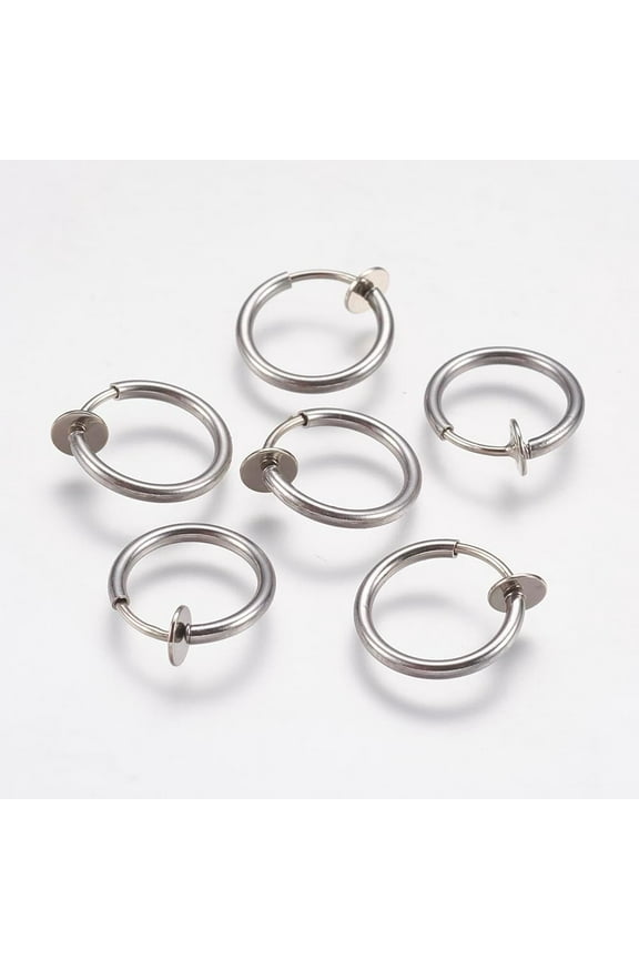 304 Stainless Steel Retractable Clip-on Hoop Earrings for Women Silver and Gold-Tone Brass Spring Hoops for Ears Making DIY