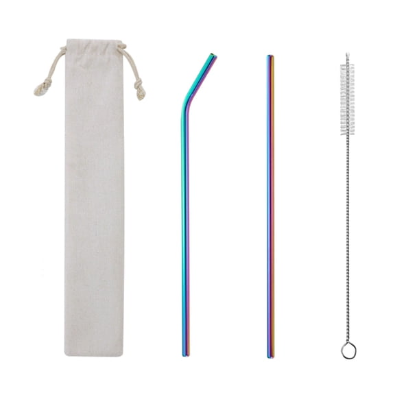 304 Stainless Steel Reusable Metal Straw Set, Portable Colorful Straws with Cleaner and Travel Pouch, Eco-Friendly Drink Accessories for Milk Tea, Smooth Cleaning, Dishwasher Safe, Sustainable Gift
