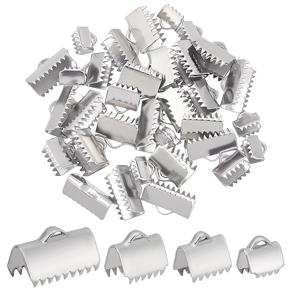 304 Stainless Steel Ribbon Crimp Ends Stainless Steel Color 6~9x6.5 ...