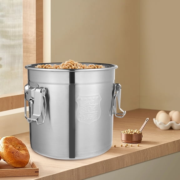 304 Stainless Steel Rice Bucket, 12L/405oz Capacity, Triple-Lock Lid with Silicone Seal, Anti-Leak & Pest-Proof, Ideal for Kitchens, Restaurants, and Pantry Storage