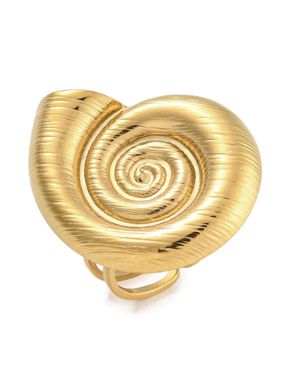 304 Stainless Steel Ring for Women Conch Golden 29x24mm Size 6(16.5mm)