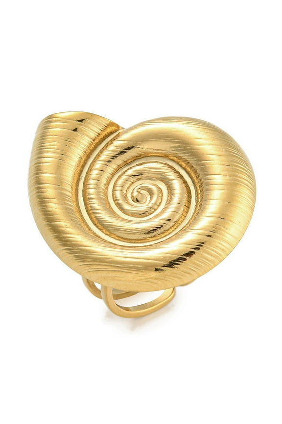 304 Stainless Steel Ring for Women Conch Golden 29x24mm Size 6(16.5mm)
