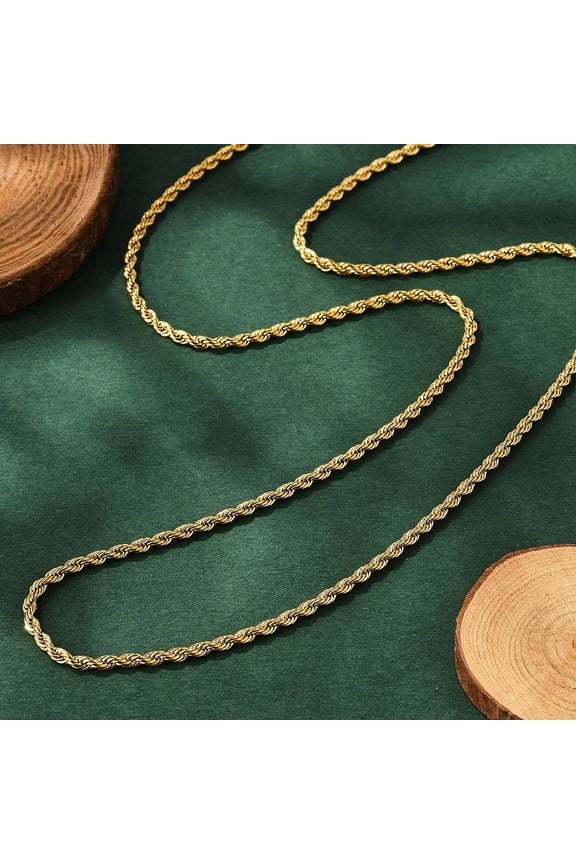 304 Stainless Steel Rope Chain Necklaces with Lobster Claw Clasp Ion Plating(IP) Real 18K golden Plated 30 inch(76.5cm) 2.3mm