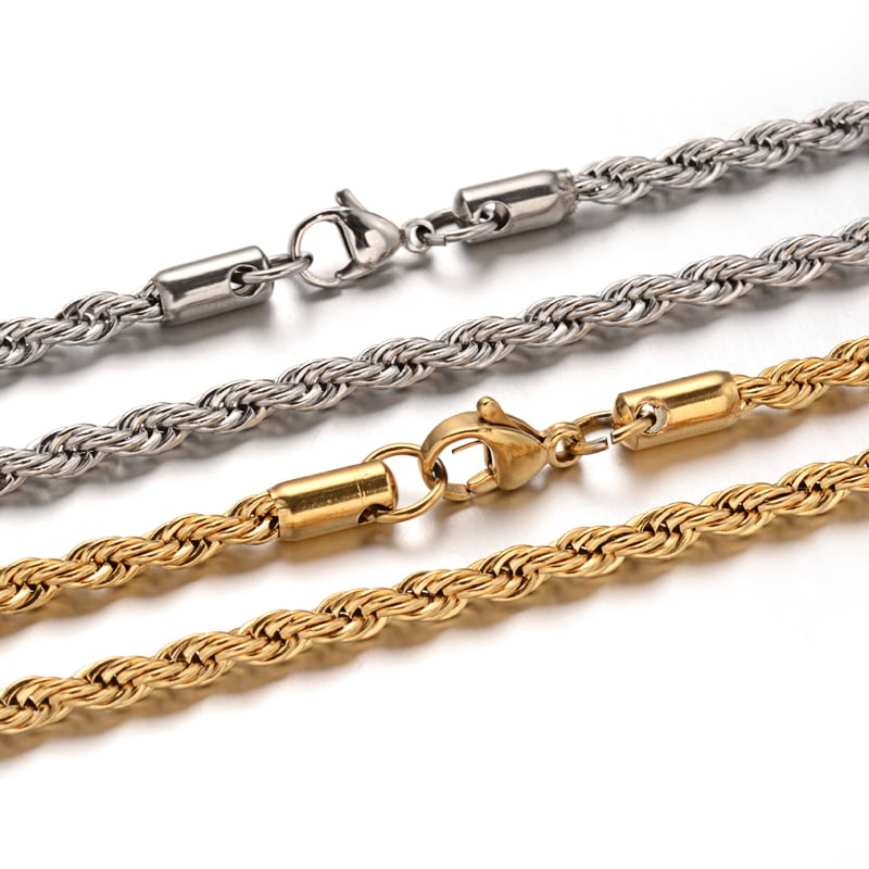 304 Stainless Steel Rope Chain Necklaces with Lobster Claw Clasps Mixed ...