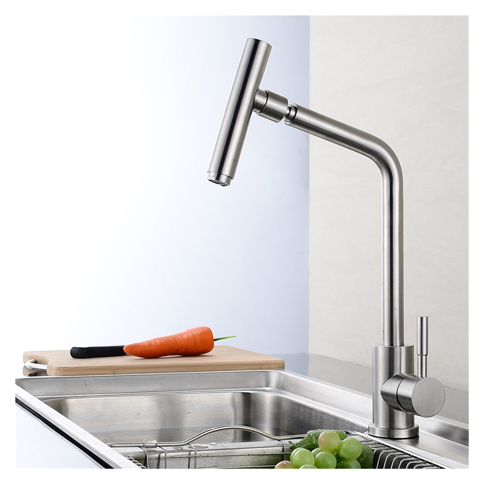 304 Stainless Steel Rotary Kitchen Faucet Hot And Cold Lead Free Drawing Wash Basin Sink 360 Swivel Mixer ,Bar Laundry RV Farmhouse