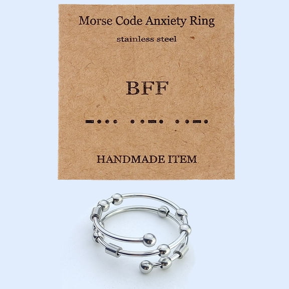 304 Stainless Steel Rotating Cuff Rings BFF Fidget Spinner Ring for Calming Worry Meditation Stainless Steel color Inner Diameter: Adjustable