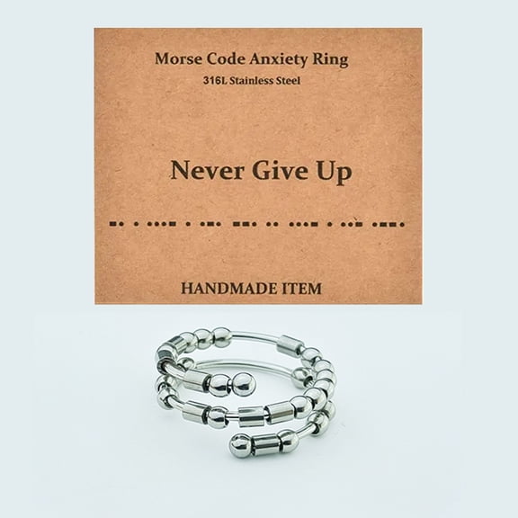 304 Stainless Steel Rotating Cuff Rings Never Give Up Fidget Spinner Ring for Calming Worry Meditation Stainless Steel color Inner Diameter: Adjustable 304 Stainless Steel