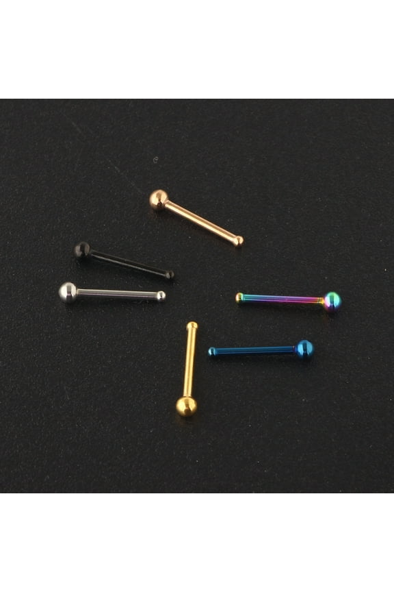 304 Stainless Steel Round Ball Nose Bone Rings Rose golden 7mm Pin: 0.8mm Head: 2mm