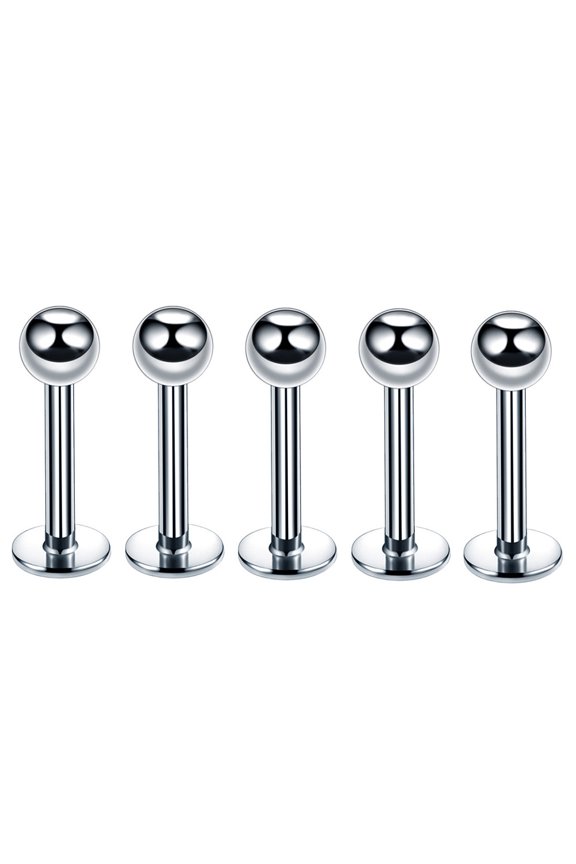 304 Stainless Steel Round Internally Threaded Labrets for Women Men Stainless Steel color Pin: 1.2x8mm Head: 3mm