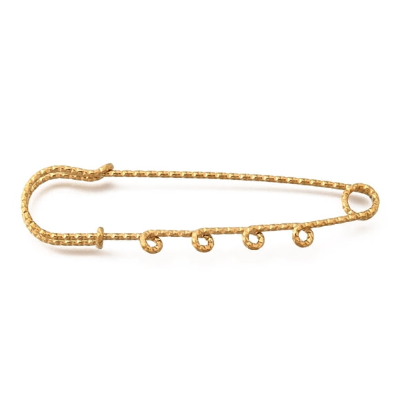 304 Stainless Steel Safety Pins Brooch Findings Ion Plating(IP) Kilt Pins with Four Loops for Lapel Pin Making Golden 19.5x70.5x5.5mm Hole: 2mm