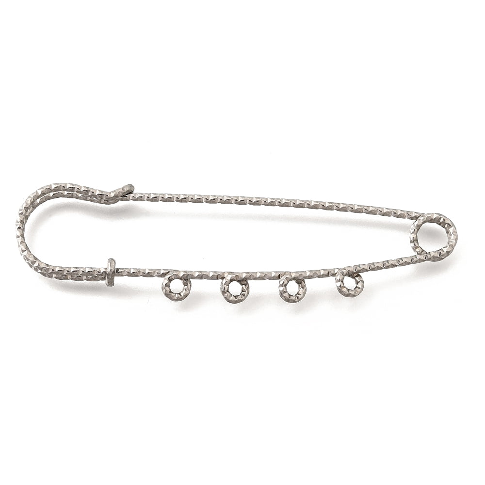 304 Stainless Steel Safety Pins Brooch Findings Kilt Pins with Four Loops for Lapel Pin Making Stainless Steel Color 19.5x70.5x5.5mm Hole: 2mm diy