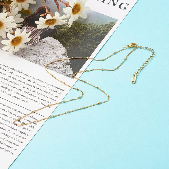 304 Stainless Steel Satellite Chain Necklaces with Lobster Claw Clasps Golden 46.5x0.1cm