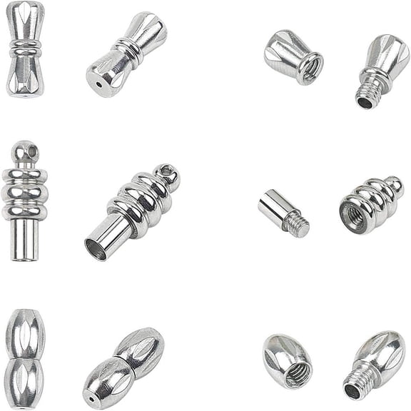 304 Stainless Steel Screw Clasps Column Stainless Steel Color 6.8x5.2x1.1cm 12sets/box DIY