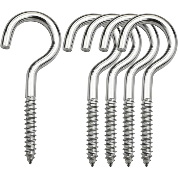 304 Stainless Steel Screw Hooks 2.2 Inch M3.8 Screw Light Hooks 30 Pcs Screw Eye Hook Ceiling Hooks
