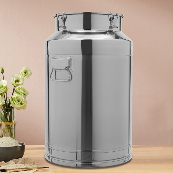 304 Stainless Steel Sealed Container with Heightened Base - 15.75*25.2in Cylindrical Design, 20.08Gal - Stores Solids/Liquids for Breakfast Shops/Tea Shops