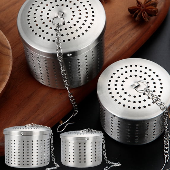 304 Stainless Steel Seasoning Filter Basket | Fine Mesh Hot Pot Soup Brine Spices Strainer | Leak-Proof Tea Brewing Infuser | Chain Hook Hanging | Durable Easy-Clean | Large & Small Sizes