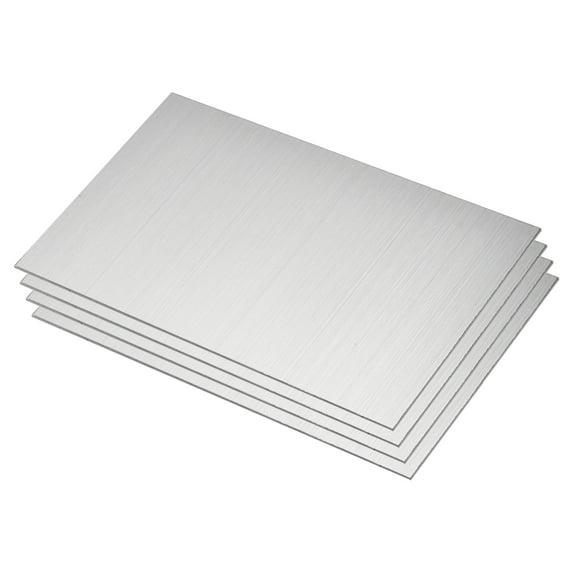 304 Stainless Steel Sheet , 0.03" x 4" x 6" Brushed Finish - Good for Industry, DIY Projects, Home Decoration 4 Pack